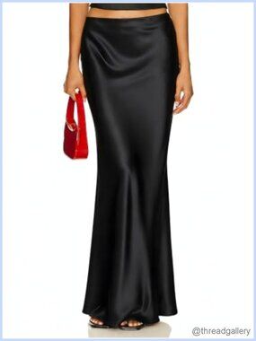 Women's Satin Maxi Skirt High Waist A-Line Flowy Long Formal Casual